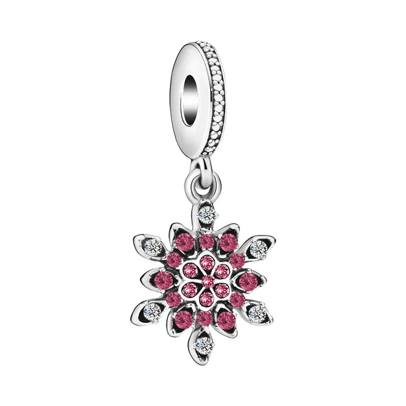 Pink Crystal Snowflake Mandala Charm