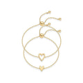 Double Adjustable Heart Charm Bracelet Set