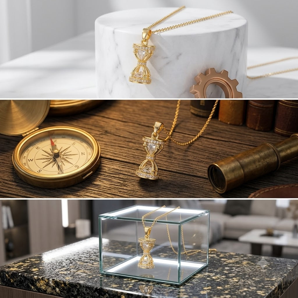 The Gold Hourglass Micro CZ Necklace