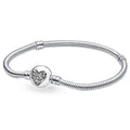 Pavé Heart Clasp Snake Chain Bracelet