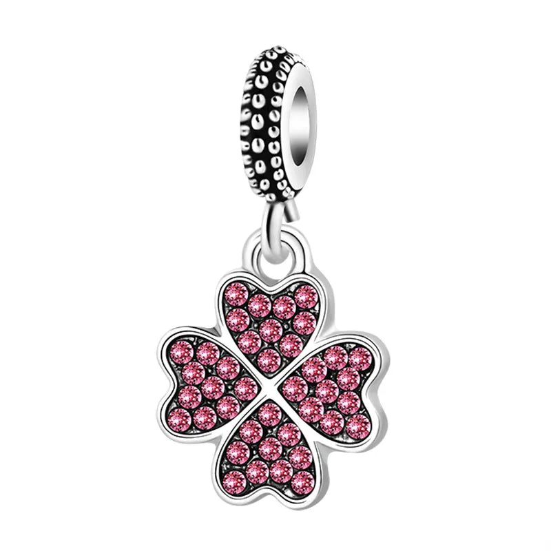 Pink Pavé Four-Leaf Clover Charm