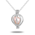 Pearl Necklace with Hollow Teardrop Pendant