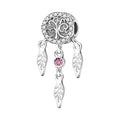 Tree of Life Dreamcatcher Pink Crystal Spacer Charm