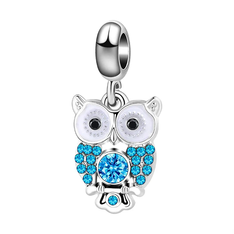 Blue Crystal Wise Owl Charm
