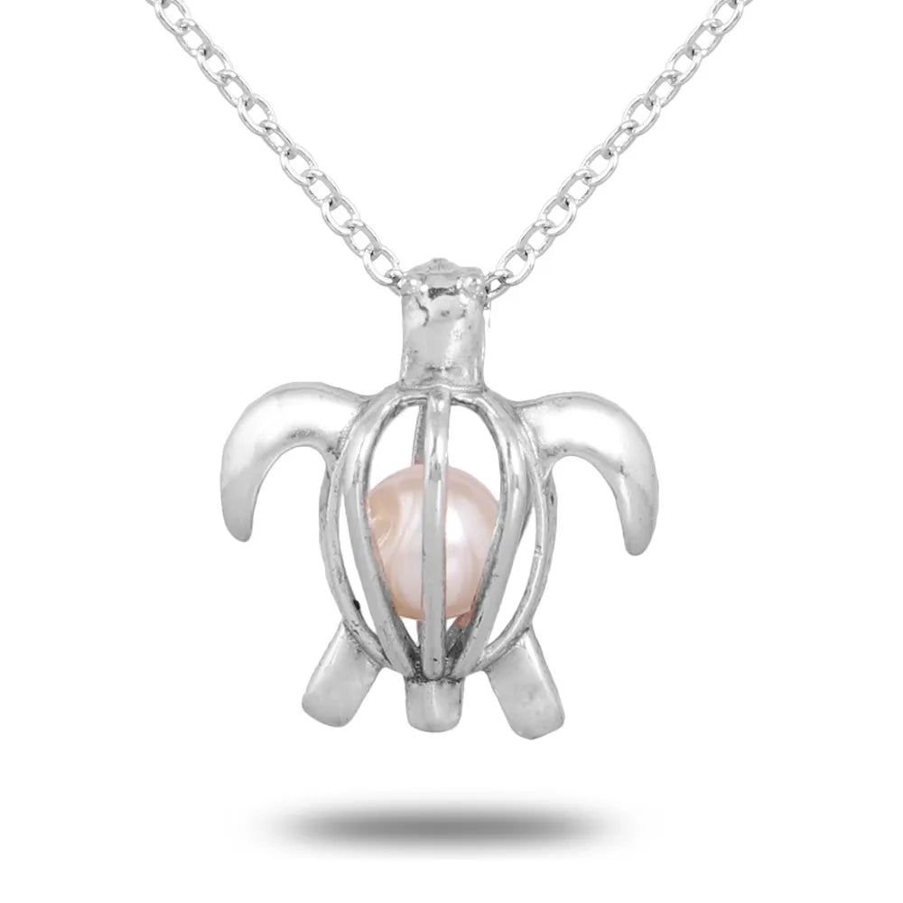 Pearl Necklace with Turtle Pendant