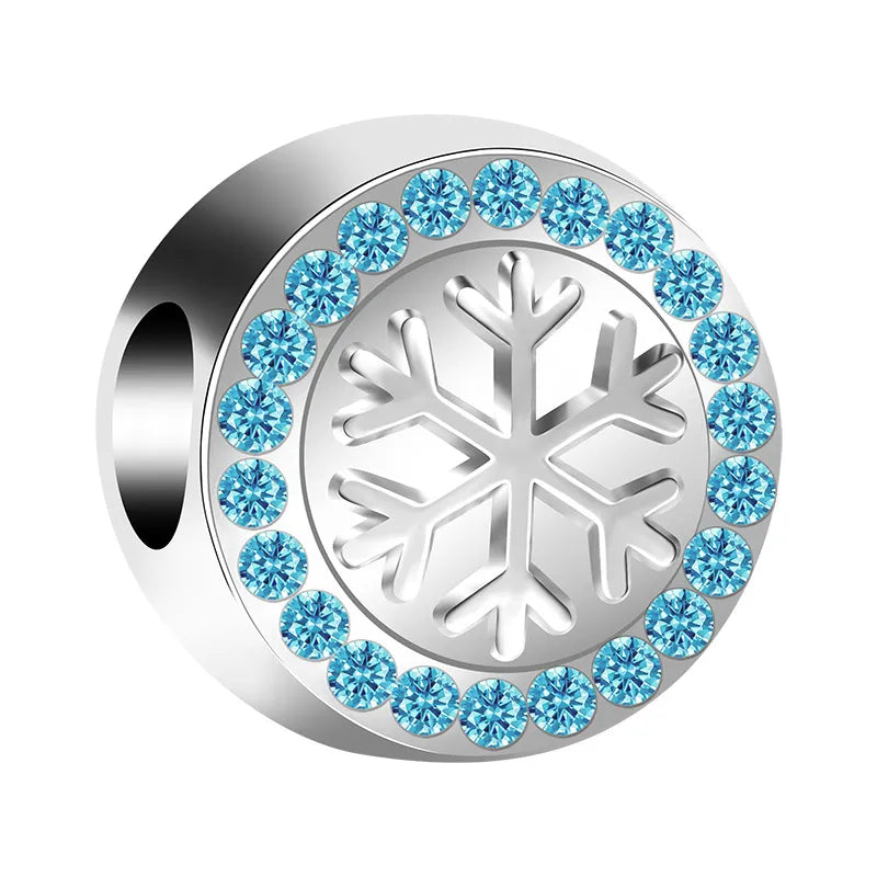 Blue Snowflake Rondelle Spacer