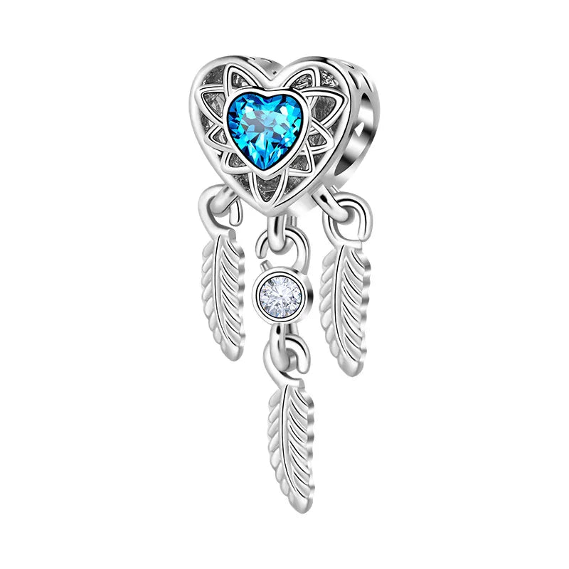 Blue Crystal Heart Dreamcatcher Charm