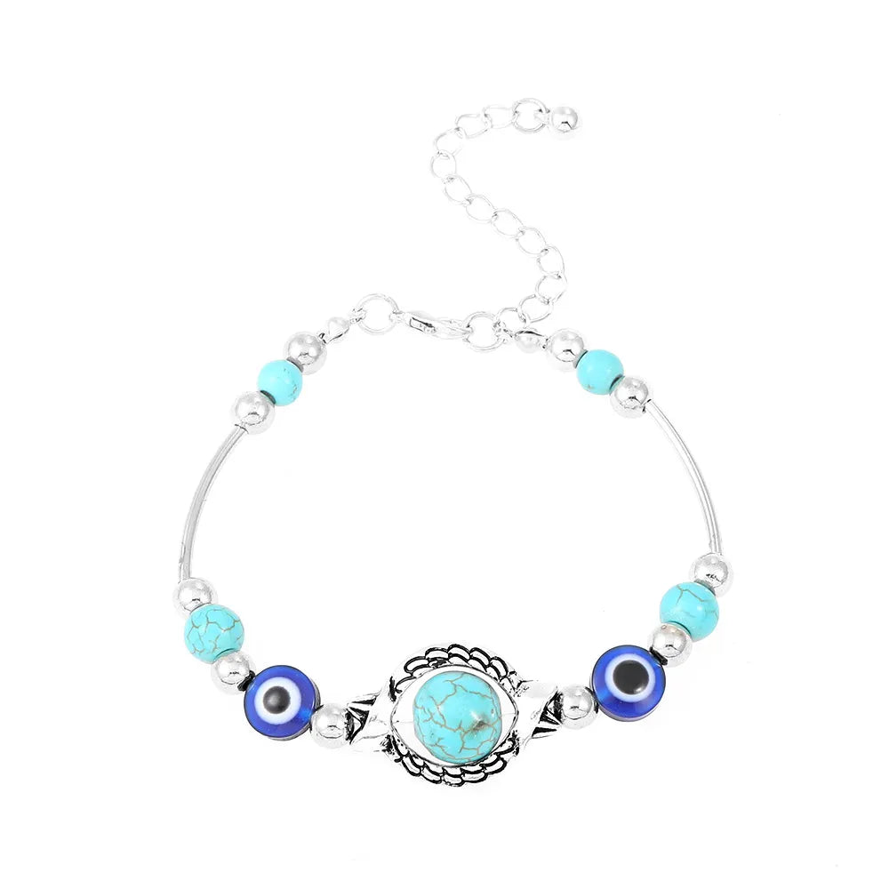 Turquoise and Evil Eye Bead Bracelet
