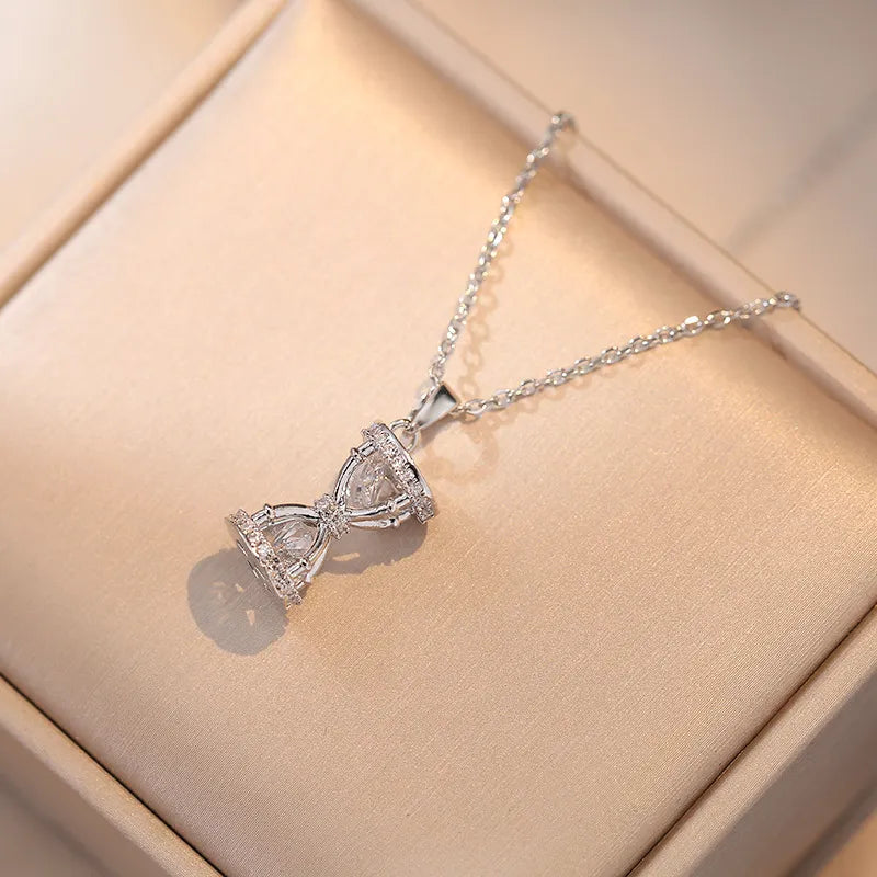 The Silver Hourglass Micro CZ Necklace