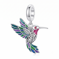 Vibrant Enameled Hummingbird Charm