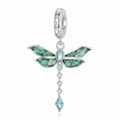 Green Mosaic Dragonfly Dangle Charm