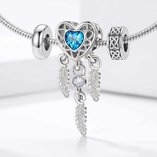 Blue Crystal Heart Dreamcatcher Charm