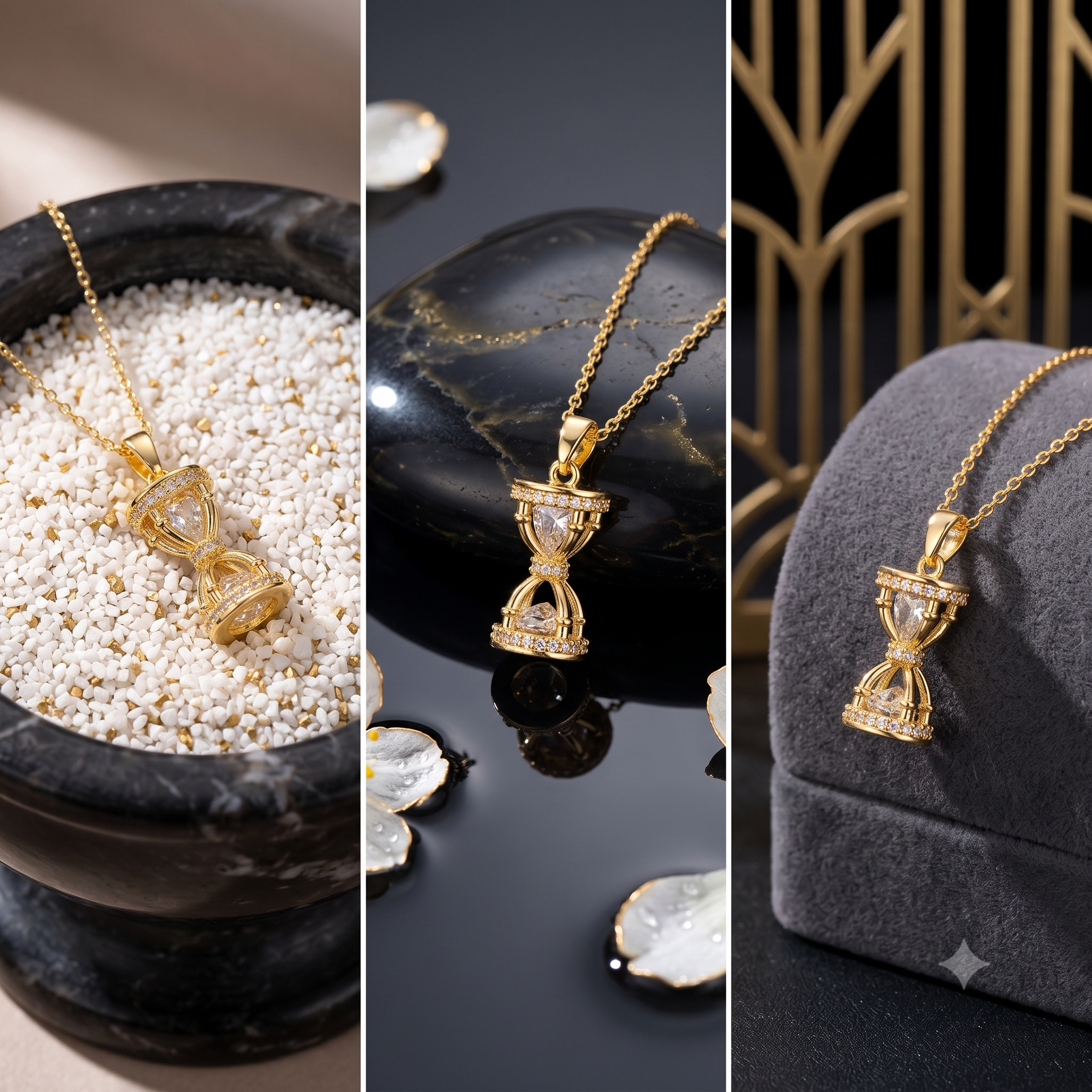 The Gold Hourglass Micro CZ Necklace