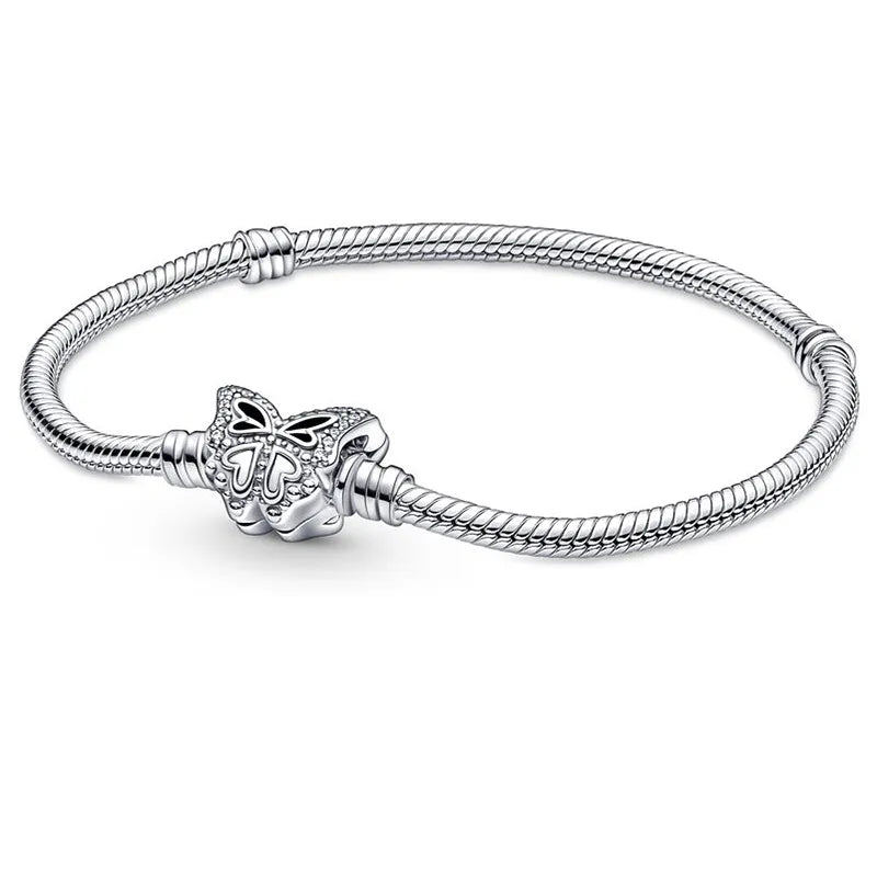 Butterfly Clasp Snake Chain Bracelet