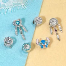 Blue Snowflake Rondelle Spacer