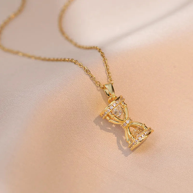 The Gold Hourglass Micro CZ Necklace