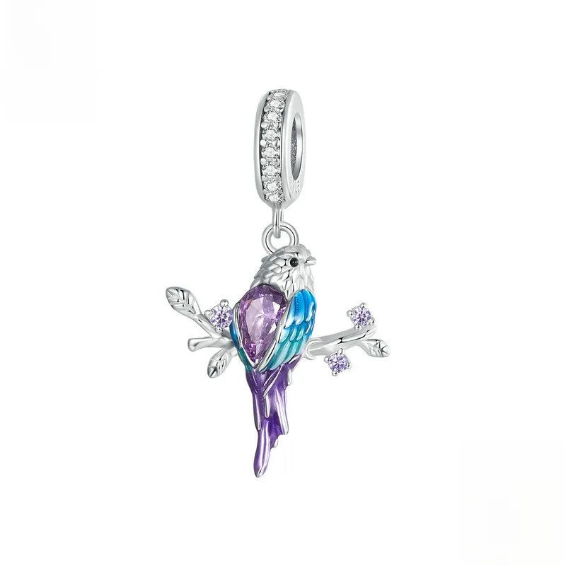 Sparkling Violet Bird Dangle Charm