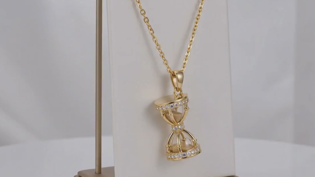 The Gold Hourglass Micro CZ Necklace