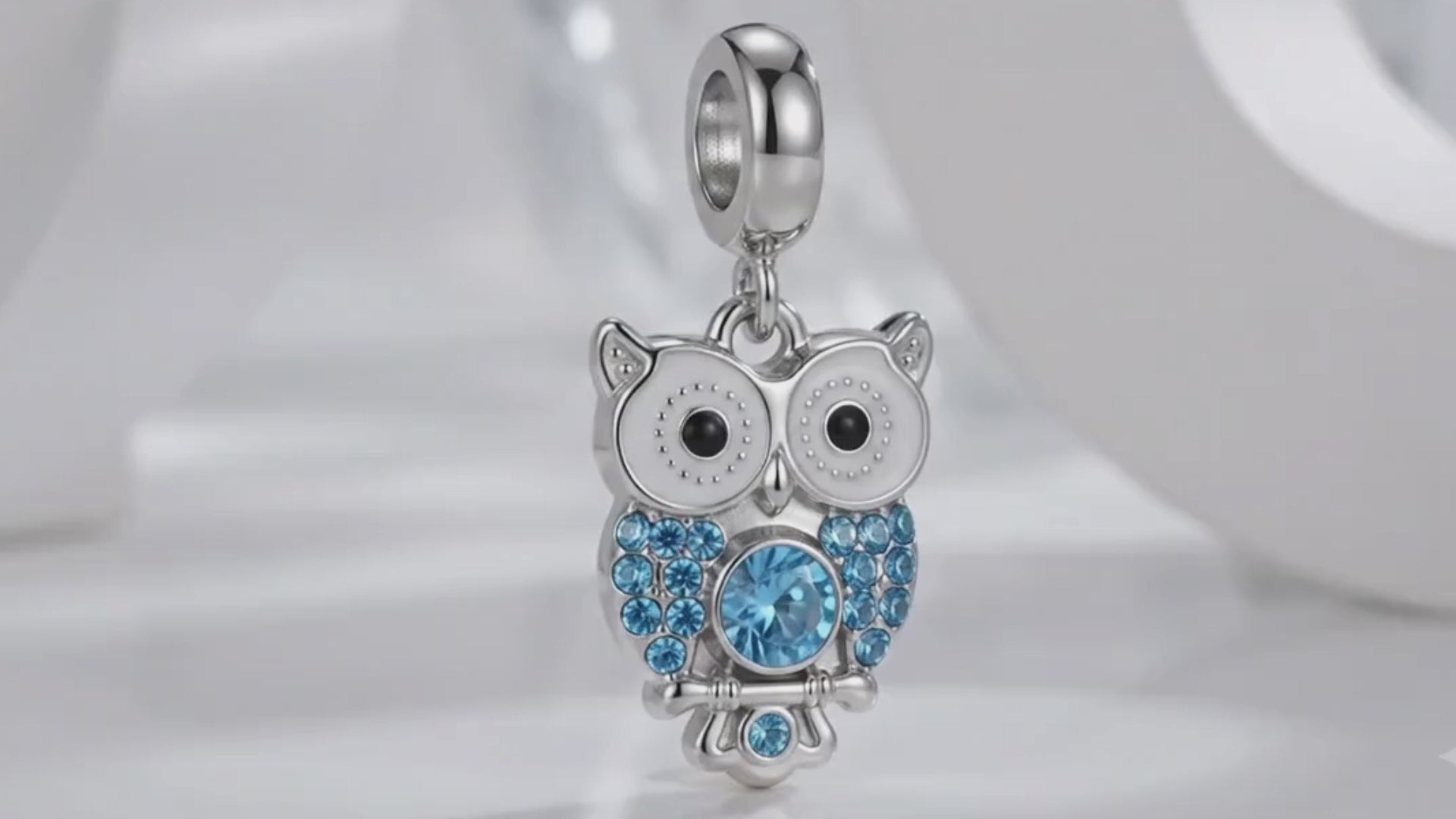 Blue Crystal Wise Owl Charm